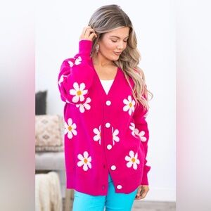 Haptics Pink Floral Women's Sweater size 1x